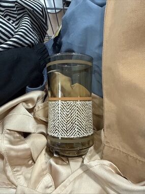 Vintage Libbey BOLERO WOODHUE Smoke Brown Stripe Tweed Retro 12oz Glass Set Of 8